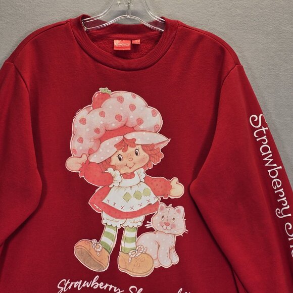 Strawberry Shortcake Sweater Sweatshirt Size XS  Red Long Sleeve Oversized - Picture 3 of 10